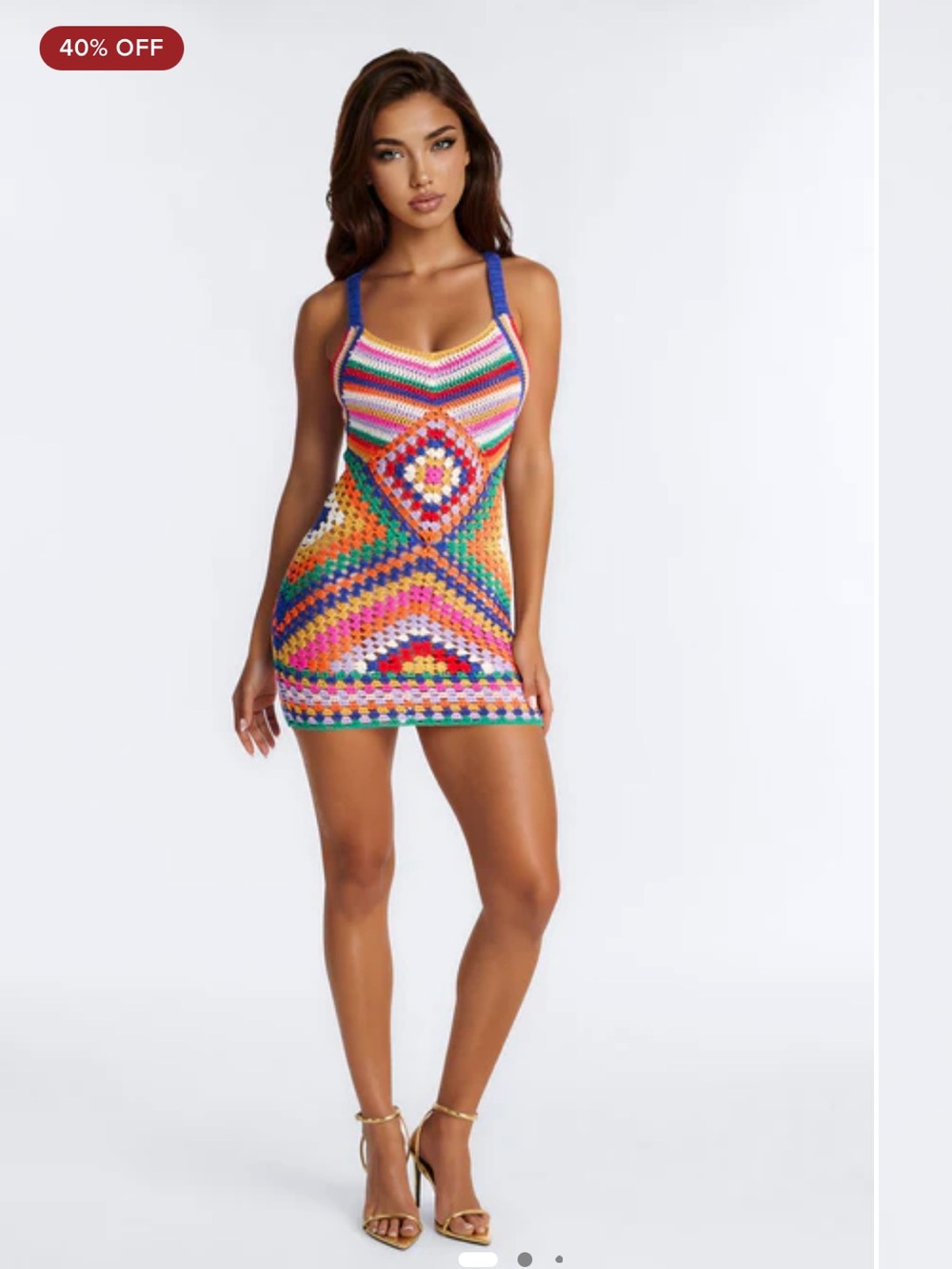 Multicolor Crochet Mini Dress - Vibrant Striped Knit - Cabo Vacation